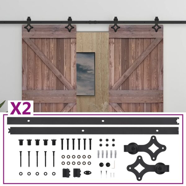 Sliding Door with Hardware Set 90x210 cm Pine Wood Dark Brown