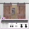 Sliding Door with Hardware Set 90x210 cm Pine Wood Dark Brown