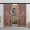 Sliding Door with Hardware Set 90x210 cm Pine Wood Dark Brown