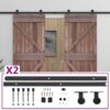 Sliding Door with Hardware Set 90x210 cm Pine Wood Dark Brown