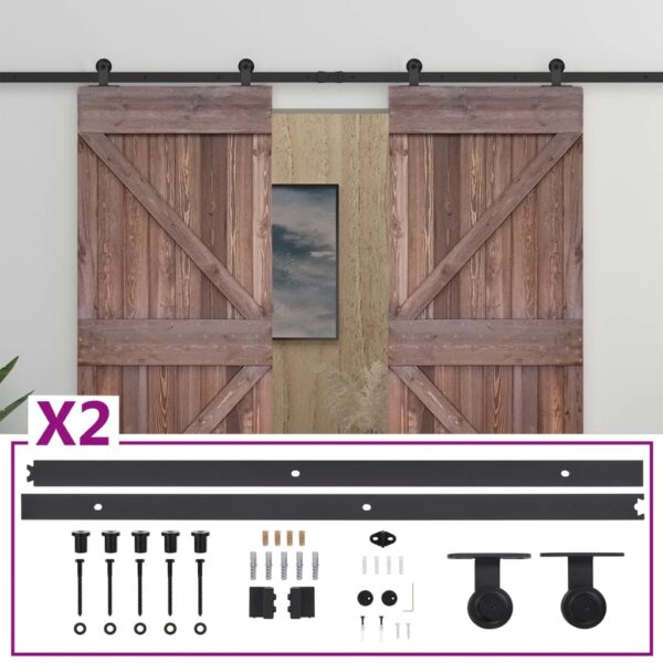 Sliding Door with Hardware Set 90x210 cm Pine Wood Dark Brown