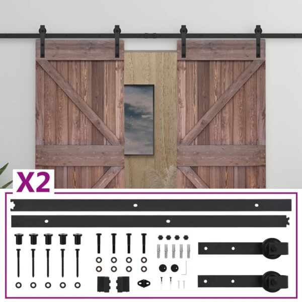 Sliding Door with Hardware Set 90x210 cm Pine Wood Dark Brown