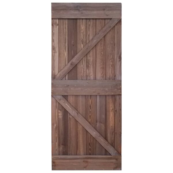 Sliding Door with Hardware Set 90x210 cm Pine Wood Dark Brown