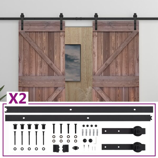 Sliding Door with Hardware Set 90x210 cm Pine Wood Dark Brown