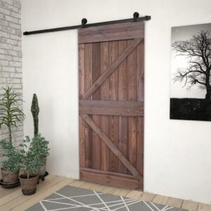 Sliding Door with Hardware Set 100x210 cm Pine Wood Dark Brown