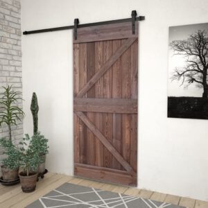 Sliding Door with Hardware Set 100x210 cm Pine Wood Dark Brown
