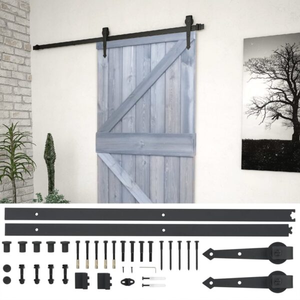 Sliding Door with Hardware Set 80x210 cm Solid Pine Wood Grey