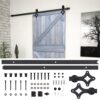 Sliding Door with Hardware Set 80x210 cm Solid Pine Wood Grey