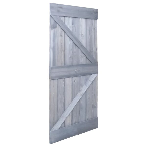 Sliding Door with Hardware Set 80x210 cm Solid Pine Wood Grey