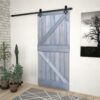 Sliding Door with Hardware Set 80x210 cm Solid Pine Wood Grey