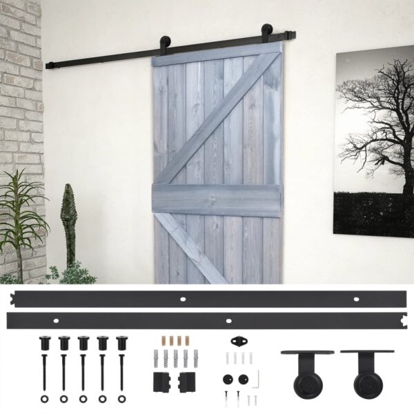 Sliding Door with Hardware Set 80x210 cm Solid Pine Wood Grey