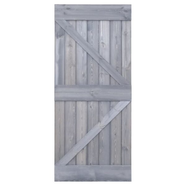 Sliding Door with Hardware Set 80x210 cm Solid Pine Wood Grey