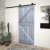 Sliding Door with Hardware Set 80x210 cm Solid Pine Wood Grey