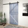 Sliding Door with Hardware Set 80x210 cm Solid Pine Wood Grey