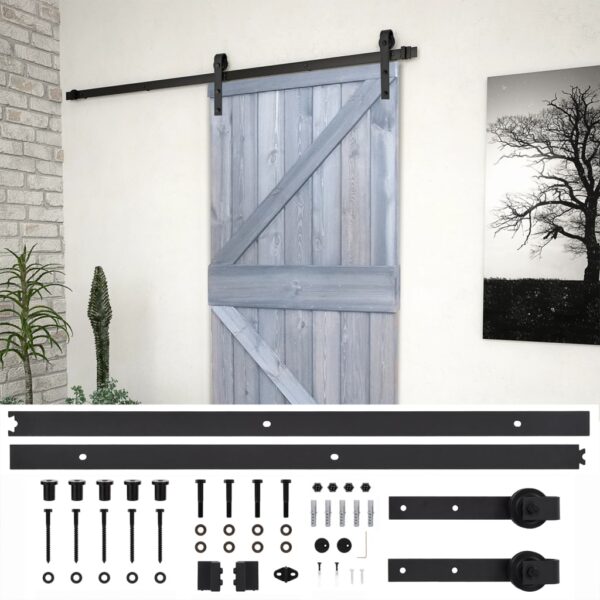 Sliding Door with Hardware Set 80x210 cm Solid Pine Wood Grey