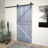 Sliding Door with Hardware Set 80x210 cm Solid Pine Wood Grey