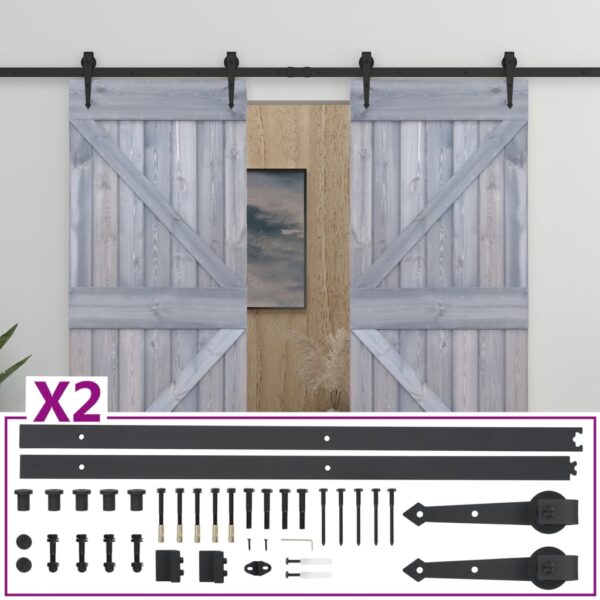 Sliding Door with Hardware Set 80x210 cm Solid Pine Wood Grey