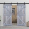 Sliding Door with Hardware Set 80x210 cm Solid Pine Wood Grey