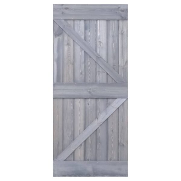 Sliding Door with Hardware Set 80x210 cm Solid Pine Wood Grey