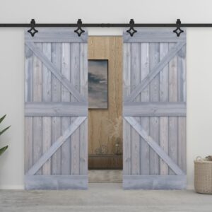 Sliding Door with Hardware Set 80x210 cm Solid Pine Wood Grey