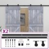 Sliding Door with Hardware Set 80x210 cm Solid Pine Wood Grey