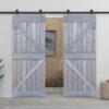 Sliding Door with Hardware Set 80x210 cm Solid Pine Wood Grey