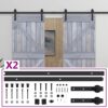 Sliding Door with Hardware Set 80x210 cm Solid Pine Wood Grey