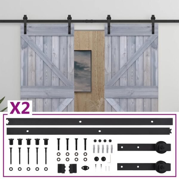 Sliding Door with Hardware Set 80x210 cm Solid Pine Wood Grey