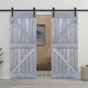 Sliding Door with Hardware Set 80x210 cm Solid Pine Wood Grey