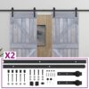 Sliding Door with Hardware Set 80x210 cm Solid Pine Wood Grey