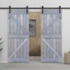Sliding Door with Hardware Set 80x210 cm Solid Pine Wood Grey