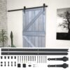Sliding Door with Hardware Set 90x210 cm Solid Pine Wood Grey