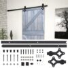 Sliding Door with Hardware Set 90x210 cm Solid Pine Wood Grey
