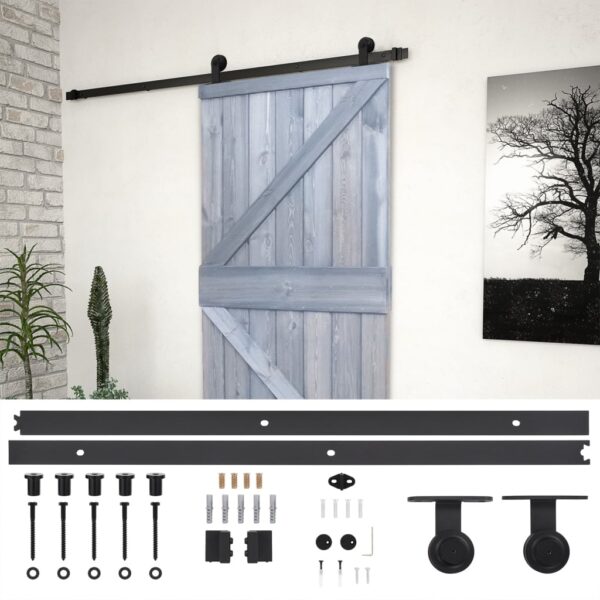 Sliding Door with Hardware Set 90x210 cm Solid Pine Wood Grey