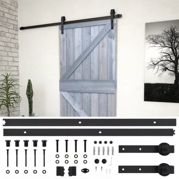 Sliding Door with Hardware Set 90x210 cm Solid Pine Wood Grey