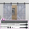 Sliding Door with Hardware Set 90x210 cm Solid Pine Wood Grey