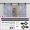 Sliding Door with Hardware Set 90x210 cm Solid Pine Wood Grey