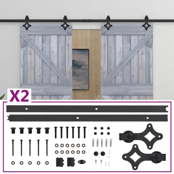 Sliding Door with Hardware Set 90x210 cm Solid Pine Wood Grey