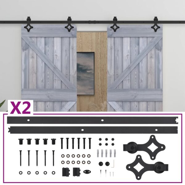 Sliding Door with Hardware Set 90x210 cm Solid Pine Wood Grey
