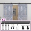 Sliding Door with Hardware Set 90x210 cm Solid Pine Wood Grey