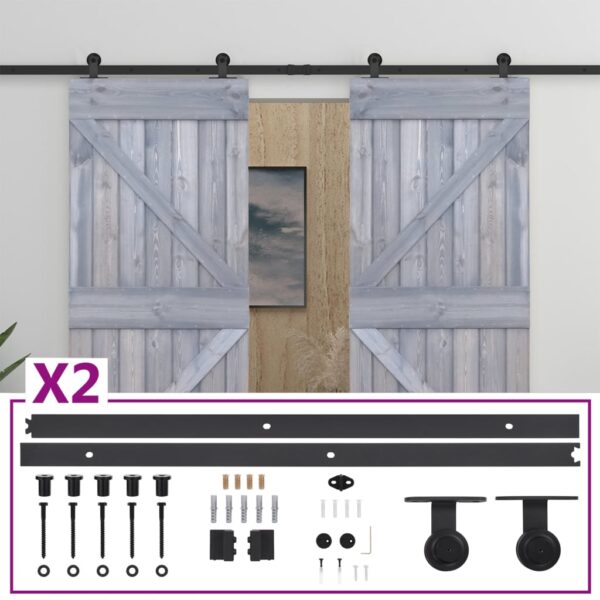 Sliding Door with Hardware Set 90x210 cm Solid Pine Wood Grey