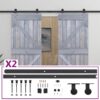 Sliding Door with Hardware Set 90x210 cm Solid Pine Wood Grey