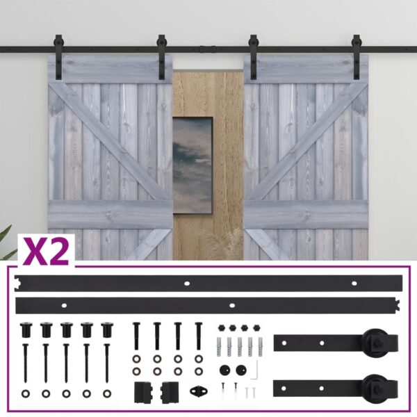 Sliding Door with Hardware Set 90x210 cm Solid Pine Wood Grey