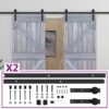 Sliding Door with Hardware Set 90x210 cm Solid Pine Wood Grey