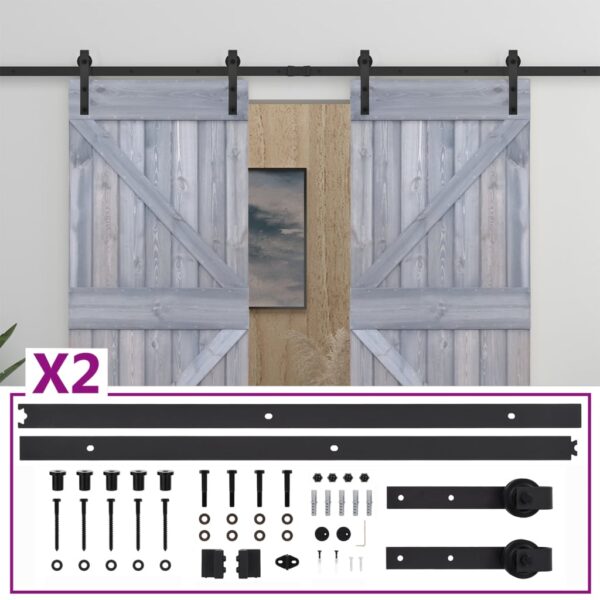 Sliding Door with Hardware Set 90x210 cm Solid Pine Wood Grey