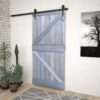 Sliding Door with Hardware Set 100x210 cm Solid Pine Wood Grey