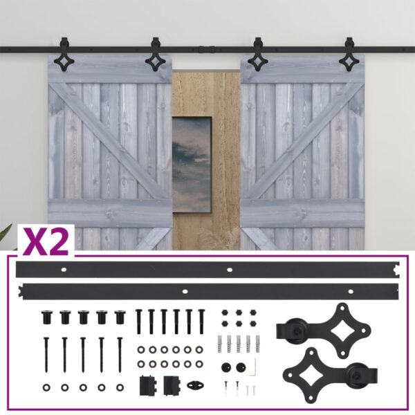 Sliding Door with Hardware Set 100x210 cm Solid Pine Wood Grey