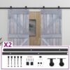 Sliding Door with Hardware Set 100x210 cm Solid Pine Wood Grey