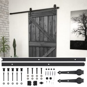 Sliding Door with Hardware Set 80x210 cm Solid Pine Wood Black