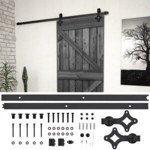 Sliding Door with Hardware Set 80x210 cm Solid Pine Wood Black